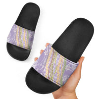 Purple Palaka Hawaii Leis Slide Sandals Hawaiian-plaid Elegant Tropical Vibes - Polynesian Pride