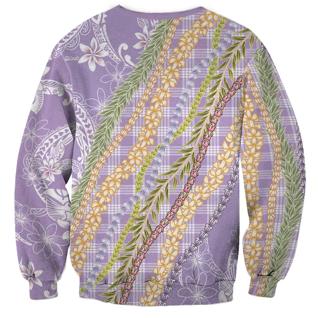 Purple Palaka Hawaii Leis Sweatshirt Hawaiian-plaid Elegant Tropical Vibes - Polynesian Pride
