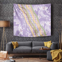 Purple Palaka Hawaii Leis Tapestry Hawaiian-plaid Elegant Tropical Vibes - Polynesian Pride