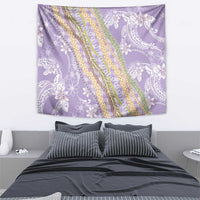 Purple Palaka Hawaii Leis Tapestry Hawaiian-plaid Elegant Tropical Vibes - Polynesian Pride