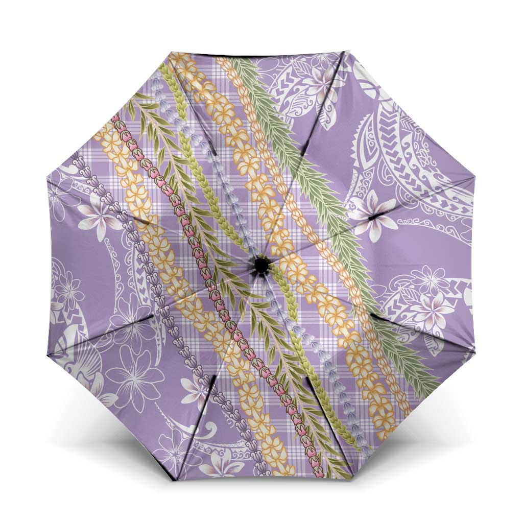 Purple Palaka Hawaii Leis Umbrella Hawaiian-plaid Elegant Tropical Vibes - Polynesian Pride