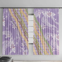 Purple Palaka Hawaii Leis Window Curtain Hawaiian-plaid Elegant Tropical Vibes - Polynesian Pride