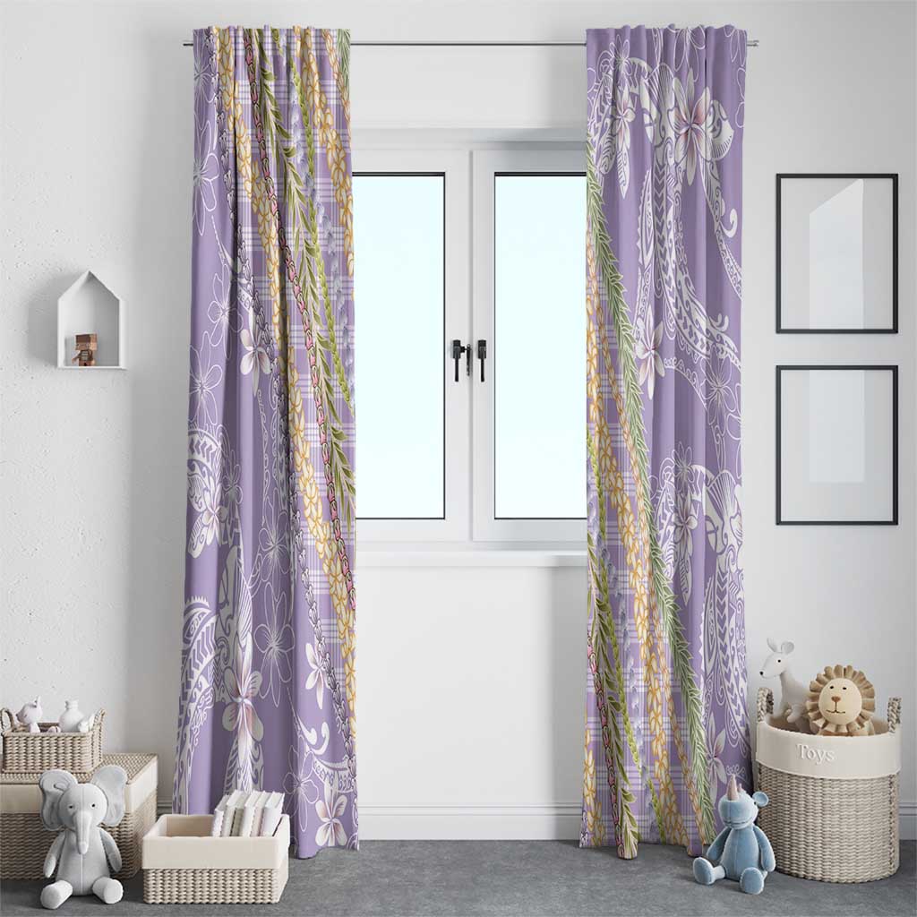 Purple Palaka Hawaii Leis Window Curtain Hawaiian-plaid Elegant Tropical Vibes - Polynesian Pride