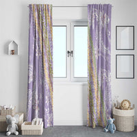 Purple Palaka Hawaii Leis Window Curtain Hawaiian-plaid Elegant Tropical Vibes - Polynesian Pride