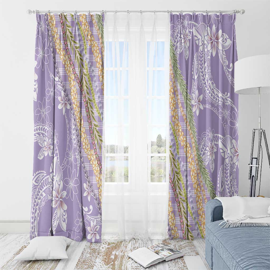 Purple Palaka Hawaii Leis Window Curtain Hawaiian-plaid Elegant Tropical Vibes - Polynesian Pride