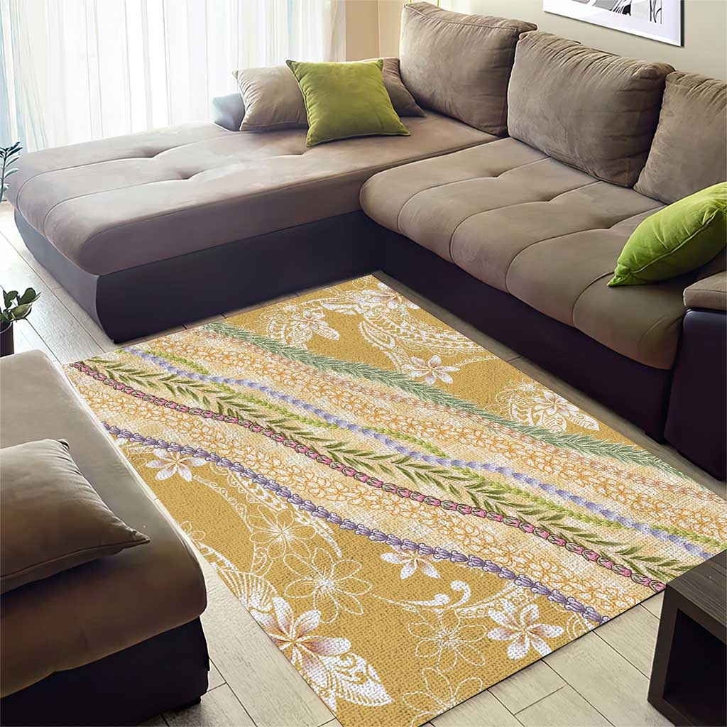 Yellow Palaka Hawaii Leis Area Rug Hawaiian-plaid Elegant Tropical Vibes - Polynesian Pride