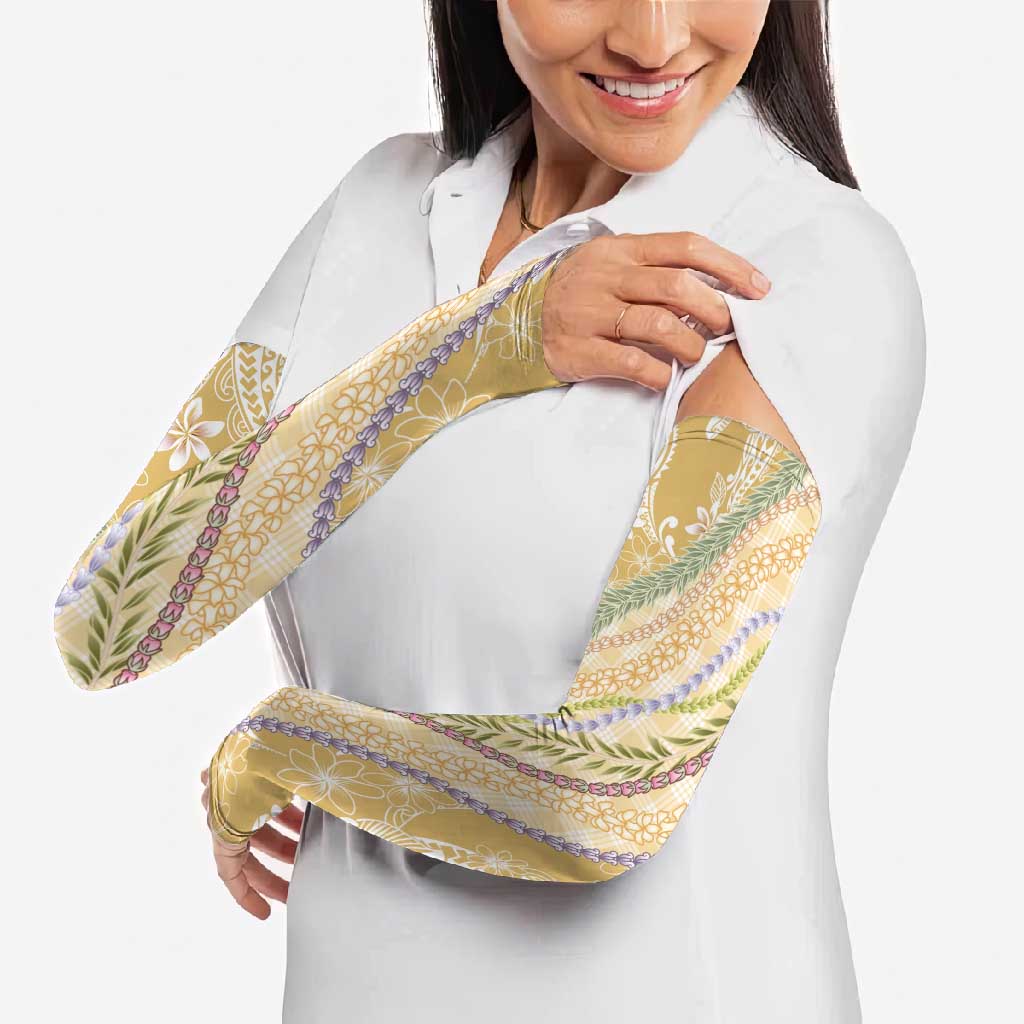 Yellow Palaka Hawaii Leis Arm Sleeves Hawaiian-plaid Elegant Tropical Vibes - Polynesian Pride
