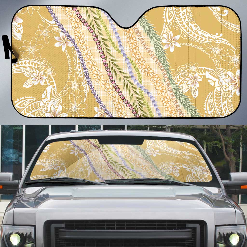 Yellow Palaka Hawaii Leis Auto Sun Shade Hawaiian-plaid Elegant Tropical Vibes - Polynesian Pride