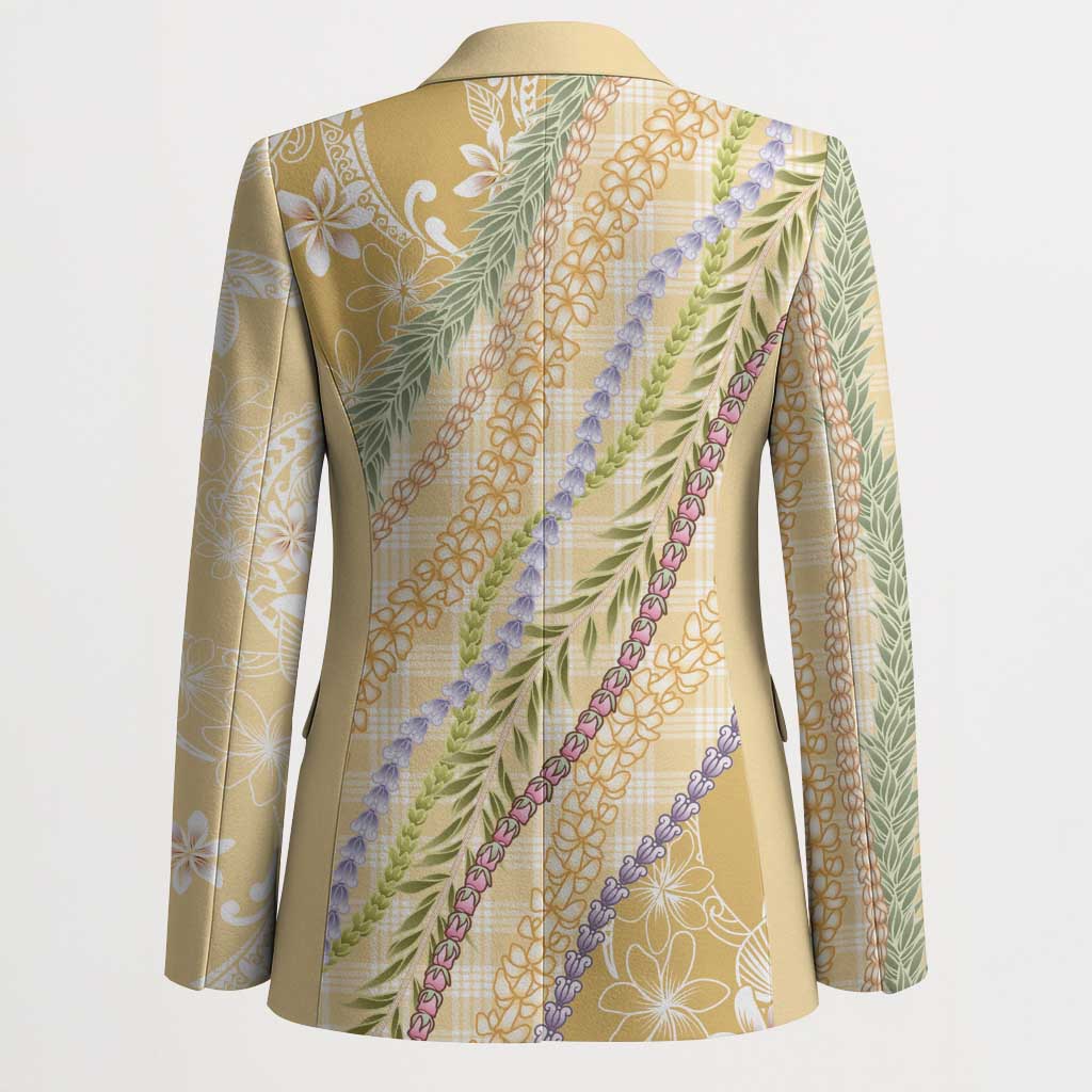 Yellow Palaka Hawaii Leis Blazer Hawaiian-plaid Elegant Tropical Vibes - Polynesian Pride