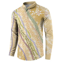 Yellow Palaka Hawaii Leis Button Sweatshirt Hawaiian-plaid Elegant Tropical Vibes - Polynesian Pride