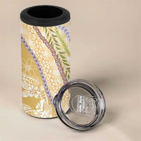 Yellow Palaka Hawaii Leis 4 in 1 Can Cooler Tumbler Hawaiian-plaid Elegant Tropical Vibes - Polynesian Pride