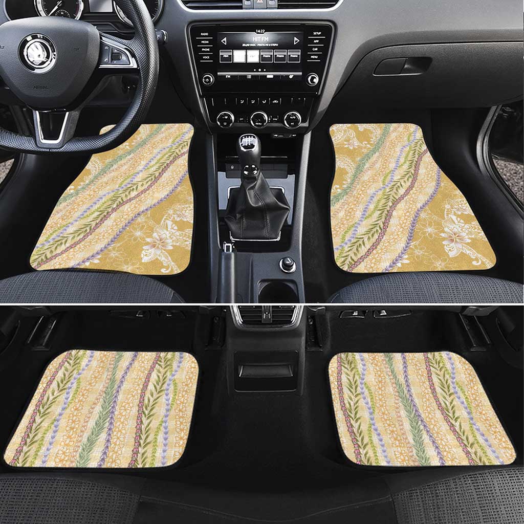 Yellow Palaka Hawaii Leis Car Mats Hawaiian-plaid Elegant Tropical Vibes - Polynesian Pride