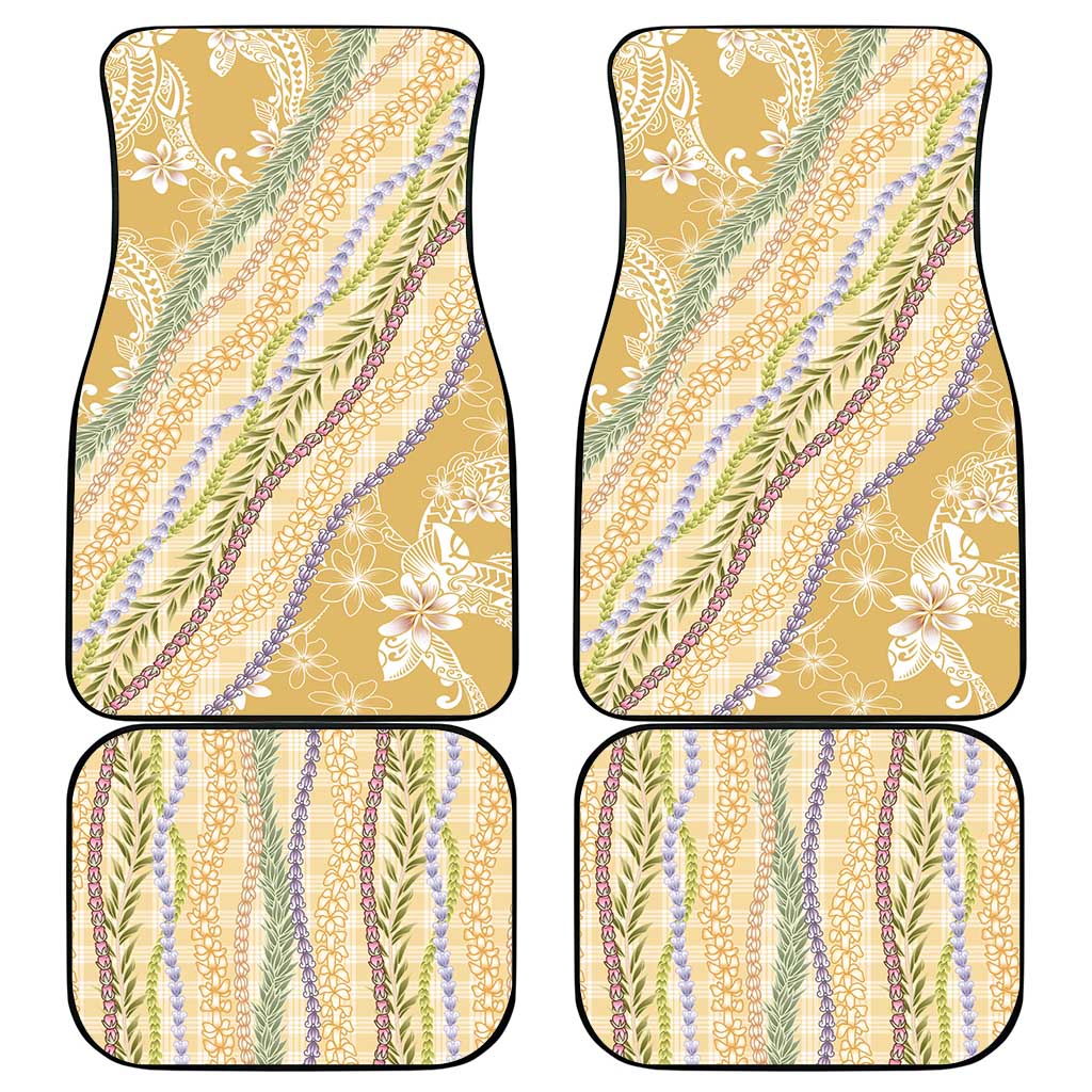Yellow Palaka Hawaii Leis Car Mats Hawaiian-plaid Elegant Tropical Vibes - Polynesian Pride