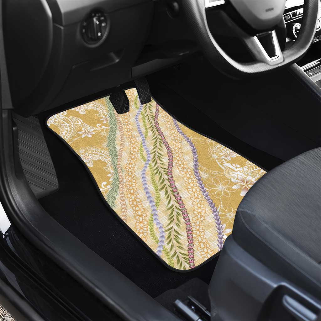 Yellow Palaka Hawaii Leis Car Mats Hawaiian-plaid Elegant Tropical Vibes - Polynesian Pride