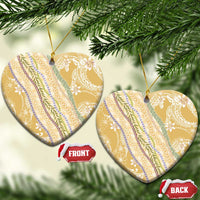 Yellow Palaka Hawaii Leis Ceramic Ornament Hawaiian-plaid Elegant Tropical Vibes - Polynesian Pride