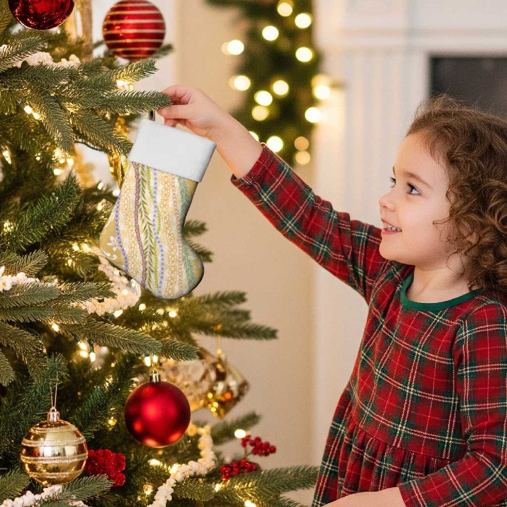 Yellow Palaka Hawaii Leis Christmas Stocking Hawaiian-plaid Elegant Tropical Vibes - Polynesian Pride