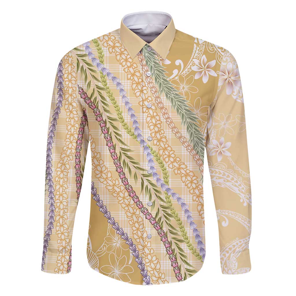 Yellow Palaka Hawaii Leis Family Matching Off Shoulder Maxi Dress and Hawaiian Shirt Hawaiian-plaid Elegant Tropical Vibes - Polynesian Pride