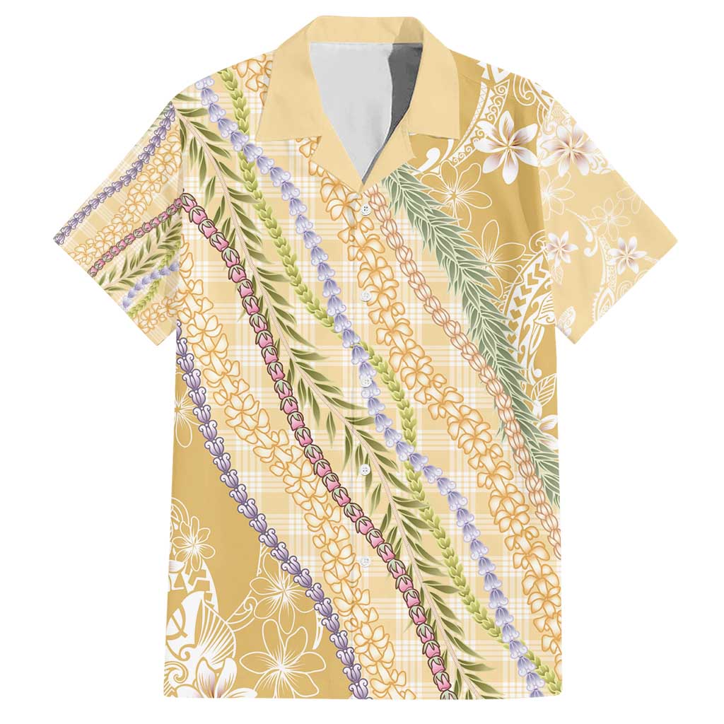 Yellow Palaka Hawaii Leis Hawaiian Shirt Hawaiian-plaid Elegant Tropical Vibes - Polynesian Pride