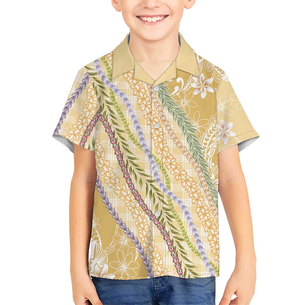 Yellow Palaka Hawaii Leis Kid Hawaiian Shirt Hawaiian-plaid Elegant Tropical Vibes LT14 Kid Yellow - Polynesian Pride