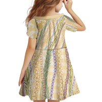 Yellow Palaka Hawaii Leis Kid Short Sleeve Dress Hawaiian-plaid Elegant Tropical Vibes - Polynesian Pride