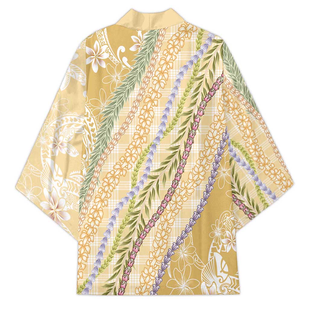 Yellow Palaka Hawaii Leis Kimono Hawaiian-plaid Elegant Tropical Vibes - Polynesian Pride