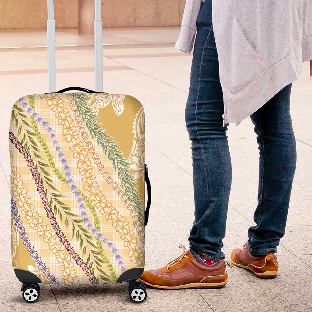 Yellow Palaka Hawaii Leis Luggage Cover Hawaiian-plaid Elegant Tropical Vibes - Polynesian Pride