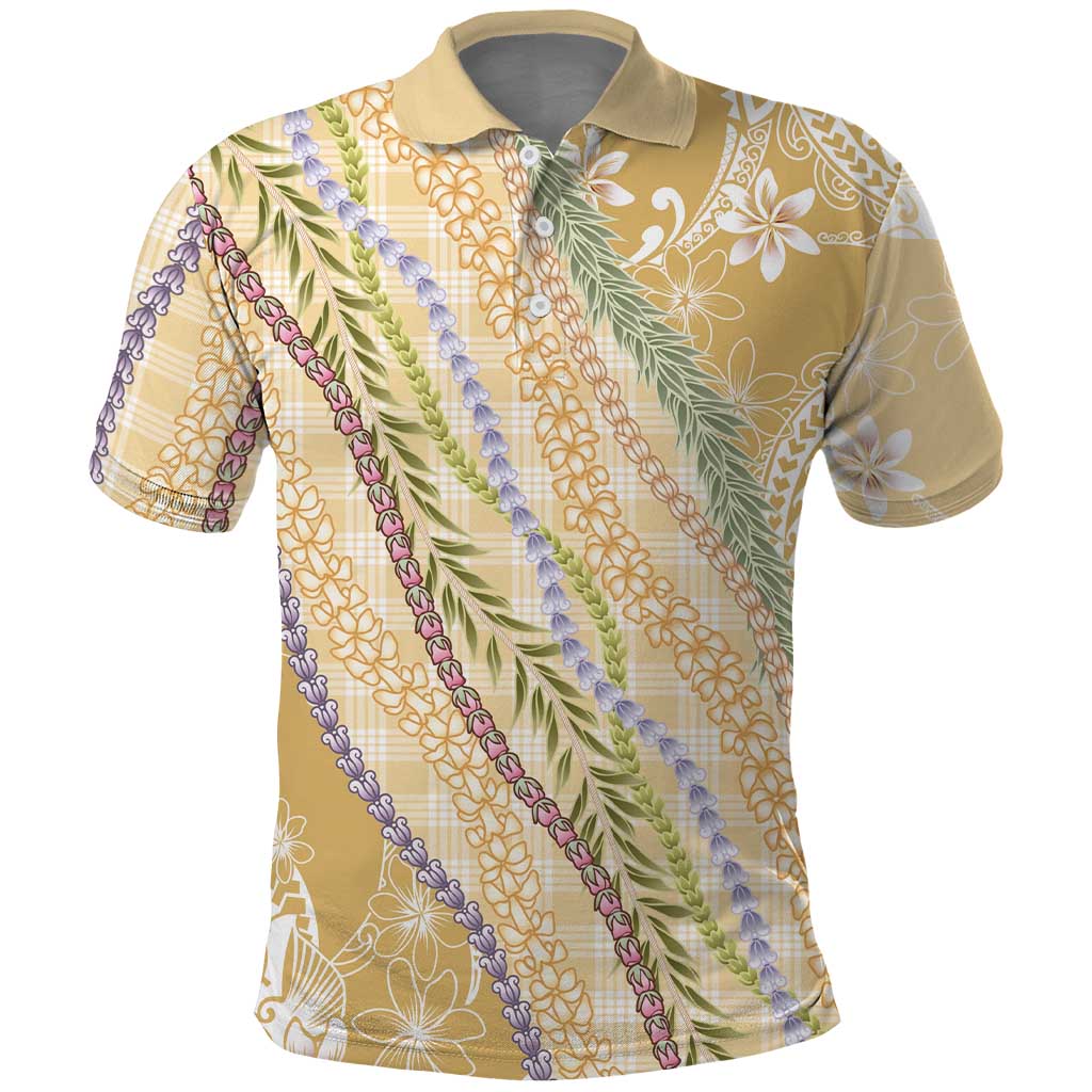 Yellow Palaka Hawaii Leis Polo Shirt Hawaiian-plaid Elegant Tropical Vibes - Polynesian Pride