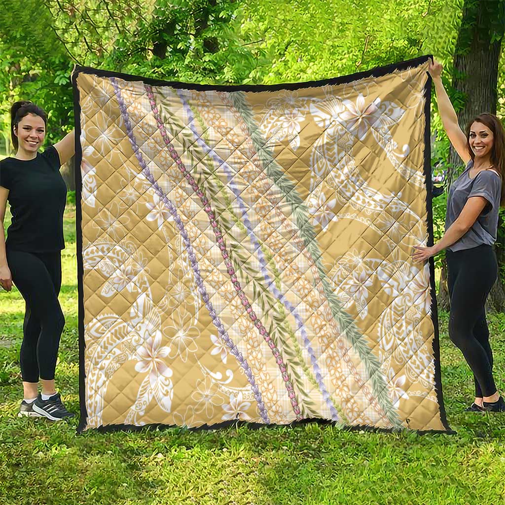 Yellow Palaka Hawaii Leis Quilt Hawaiian-plaid Elegant Tropical Vibes - Polynesian Pride