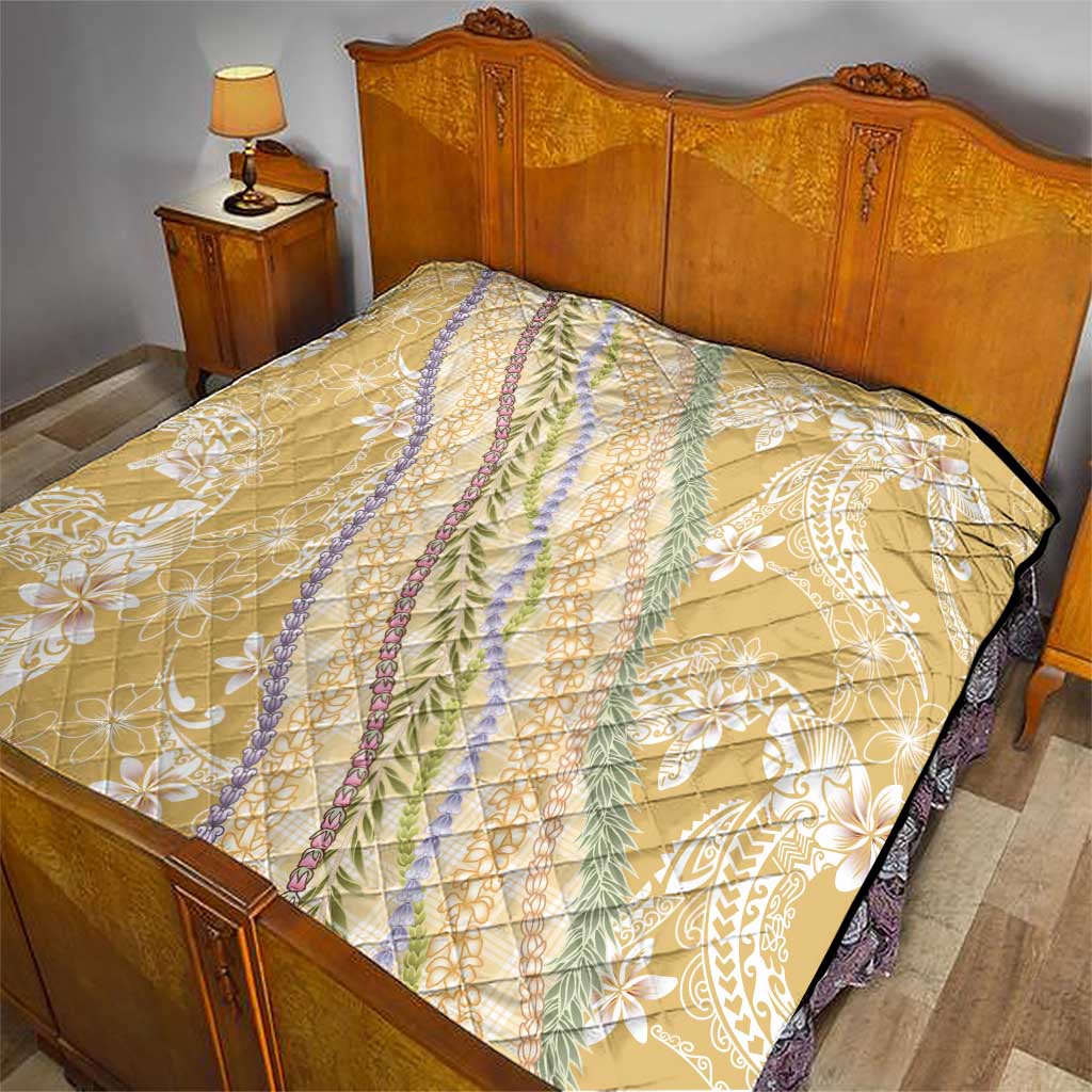 Yellow Palaka Hawaii Leis Quilt Hawaiian-plaid Elegant Tropical Vibes - Polynesian Pride