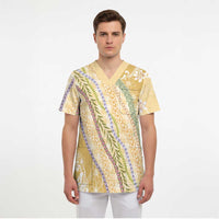 Yellow Palaka Hawaii Leis Scrub Top Hawaiian-plaid Elegant Tropical Vibes - Polynesian Pride