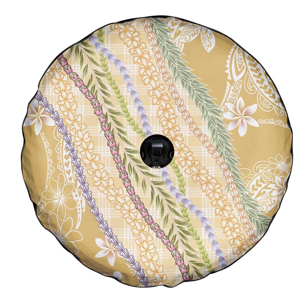 Yellow Palaka Hawaii Leis Spare Tire Cover Hawaiian-plaid Elegant Tropical Vibes - Polynesian Pride