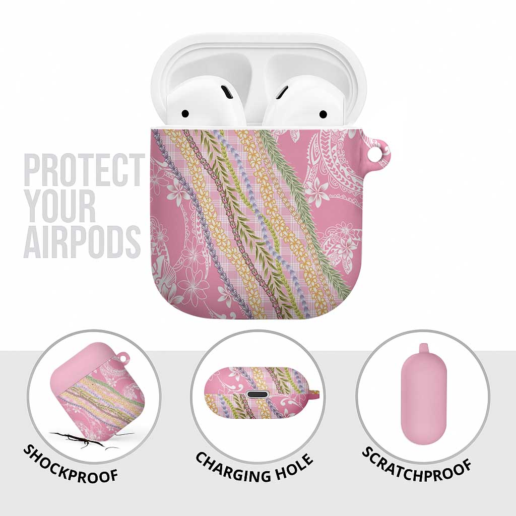 Pink Palaka Hawaii Leis AirPods Case Hawaiian-plaid Elegant Tropical Vibes - Polynesian Pride