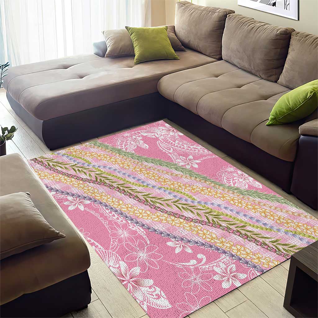 Pink Palaka Hawaii Leis Area Rug Hawaiian-plaid Elegant Tropical Vibes - Polynesian Pride