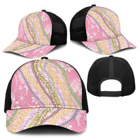 Pink Palaka Hawaii Leis Baseball Net Cap Hawaiian-plaid Elegant Tropical Vibes - Polynesian Pride