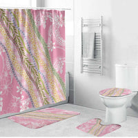 Pink Palaka Hawaii Leis Bathroom Set Hawaiian-plaid Elegant Tropical Vibes - Polynesian Pride