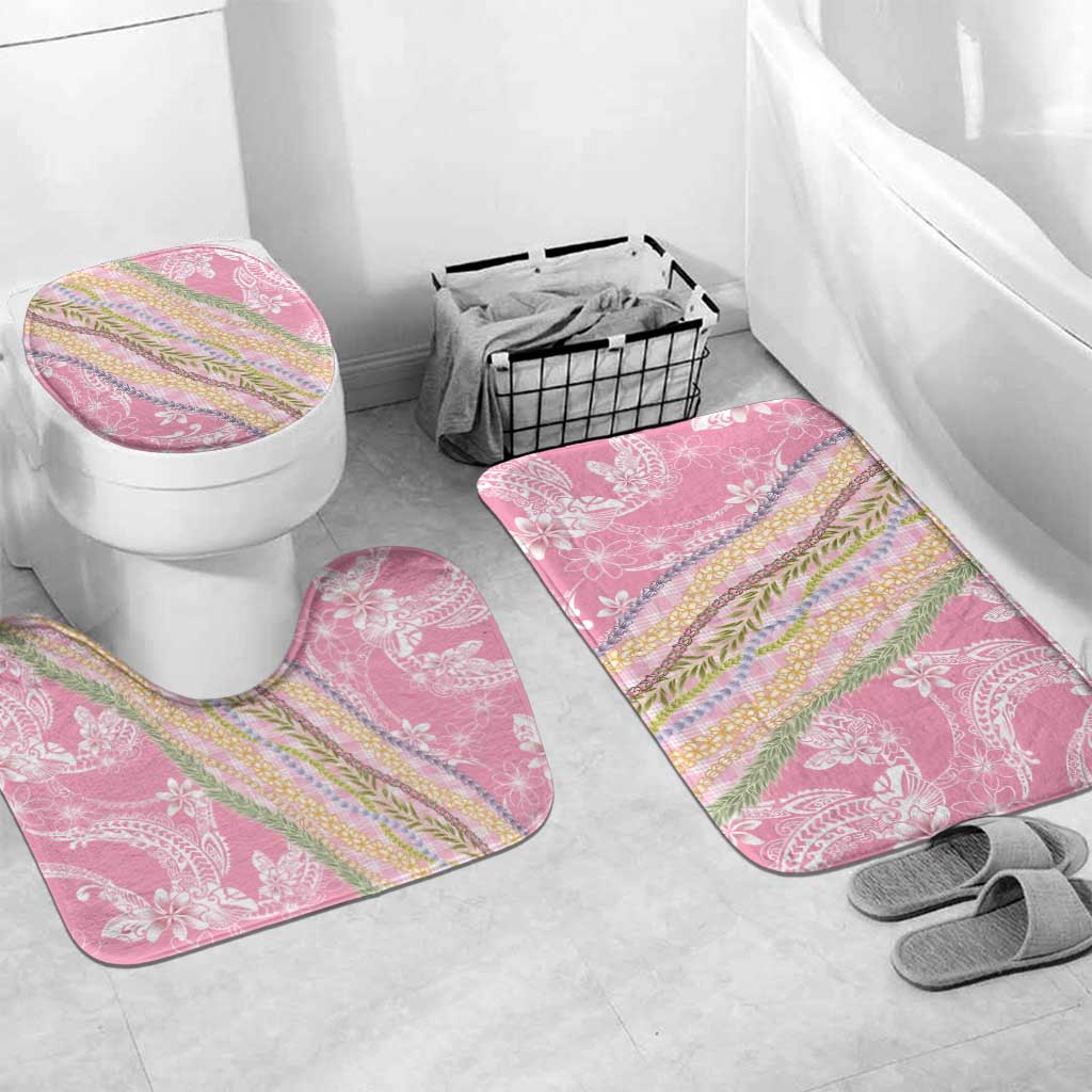 Pink Palaka Hawaii Leis Bathroom Set Hawaiian-plaid Elegant Tropical Vibes - Polynesian Pride