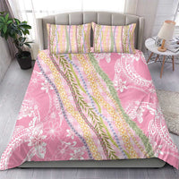 Pink Palaka Hawaii Leis Bedding Set Hawaiian-plaid Elegant Tropical Vibes - Polynesian Pride