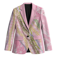 Pink Palaka Hawaii Leis Blazer Hawaiian-plaid Elegant Tropical Vibes - Polynesian Pride