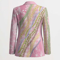 Pink Palaka Hawaii Leis Blazer Hawaiian-plaid Elegant Tropical Vibes - Polynesian Pride