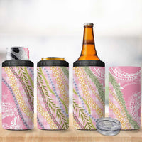 Pink Palaka Hawaii Leis 4 in 1 Can Cooler Tumbler Hawaiian-plaid Elegant Tropical Vibes - Polynesian Pride