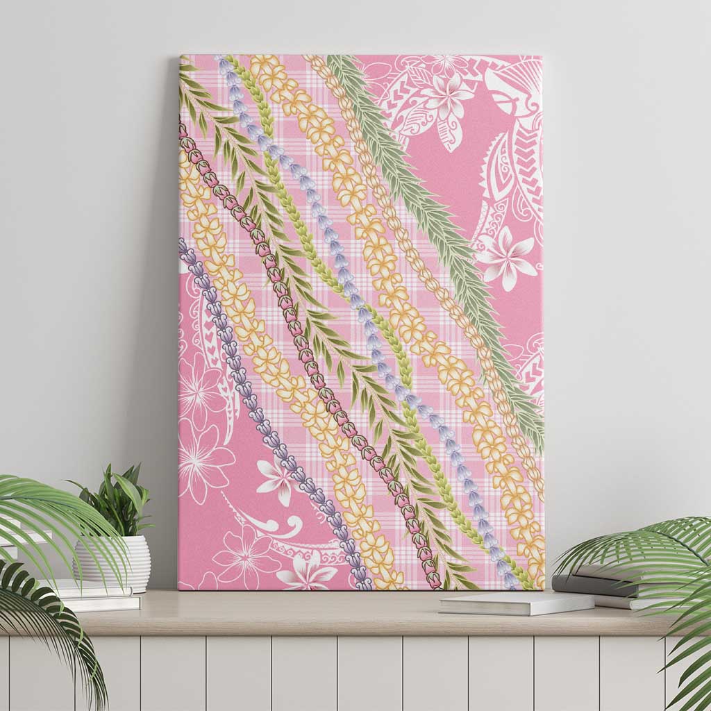 Pink Palaka Hawaii Leis Canvas Wall Art Hawaiian-plaid Elegant Tropical Vibes - Polynesian Pride