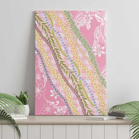 Pink Palaka Hawaii Leis Canvas Wall Art Hawaiian-plaid Elegant Tropical Vibes - Polynesian Pride