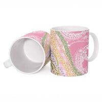 Pink Palaka Hawaii Leis Ceramic Mug Hawaiian-plaid Elegant Tropical Vibes - Polynesian Pride