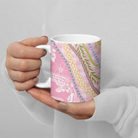 Pink Palaka Hawaii Leis Ceramic Mug Hawaiian-plaid Elegant Tropical Vibes - Polynesian Pride