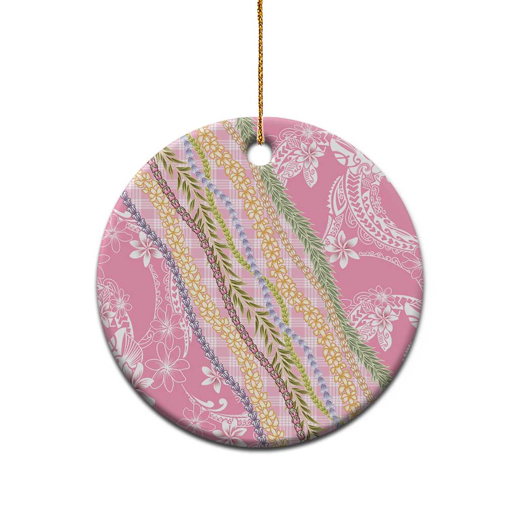 Pink Palaka Hawaii Leis Ceramic Ornament Hawaiian-plaid Elegant Tropical Vibes - Polynesian Pride