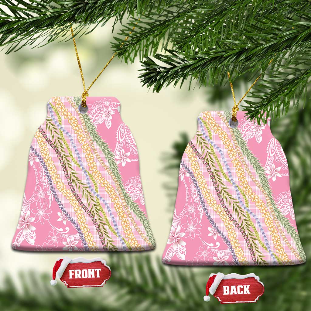 Pink Palaka Hawaii Leis Ceramic Ornament Hawaiian-plaid Elegant Tropical Vibes - Polynesian Pride
