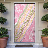 Pink Palaka Hawaii Leis Door Cover Hawaiian-plaid Elegant Tropical Vibes - Polynesian Pride