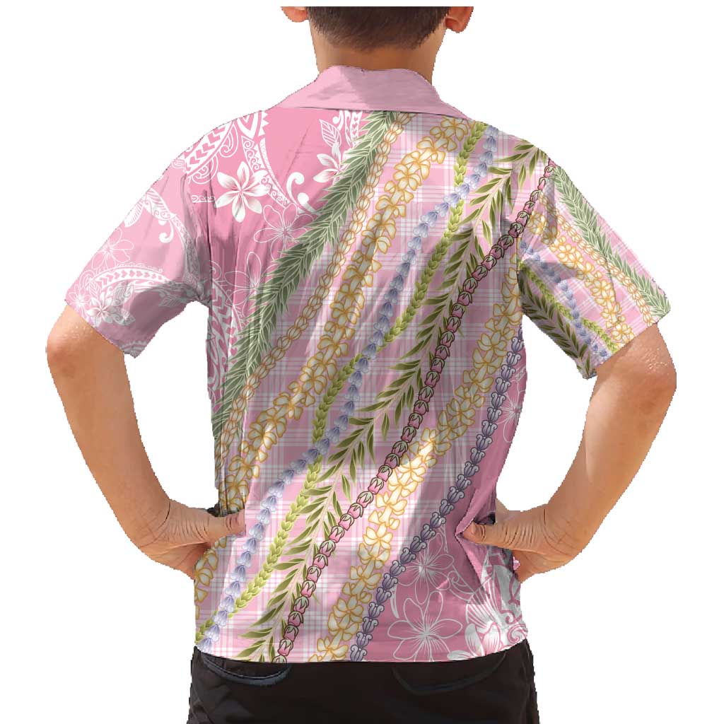 Pink Palaka Hawaii Leis Family Matching Mermaid Dress and Hawaiian Shirt Hawaiian-plaid Elegant Tropical Vibes - Polynesian Pride