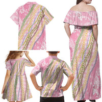 Pink Palaka Hawaii Leis Family Matching Off Shoulder Maxi Dress and Hawaiian Shirt Hawaiian-plaid Elegant Tropical Vibes - Polynesian Pride