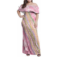 Pink Palaka Hawaii Leis Family Matching Off Shoulder Maxi Dress and Hawaiian Shirt Hawaiian-plaid Elegant Tropical Vibes - Polynesian Pride